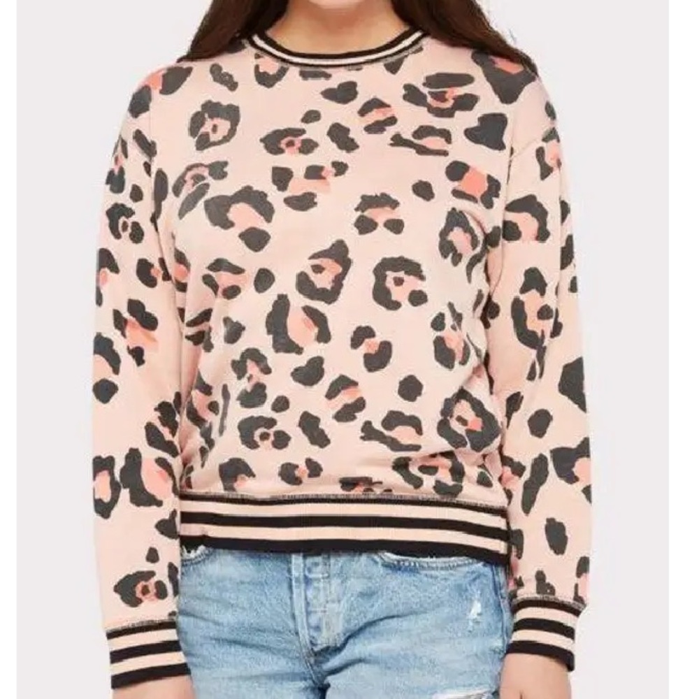 NWOT David Lerner for Evereve Madison Leopard Varsity Sweatshirt size large